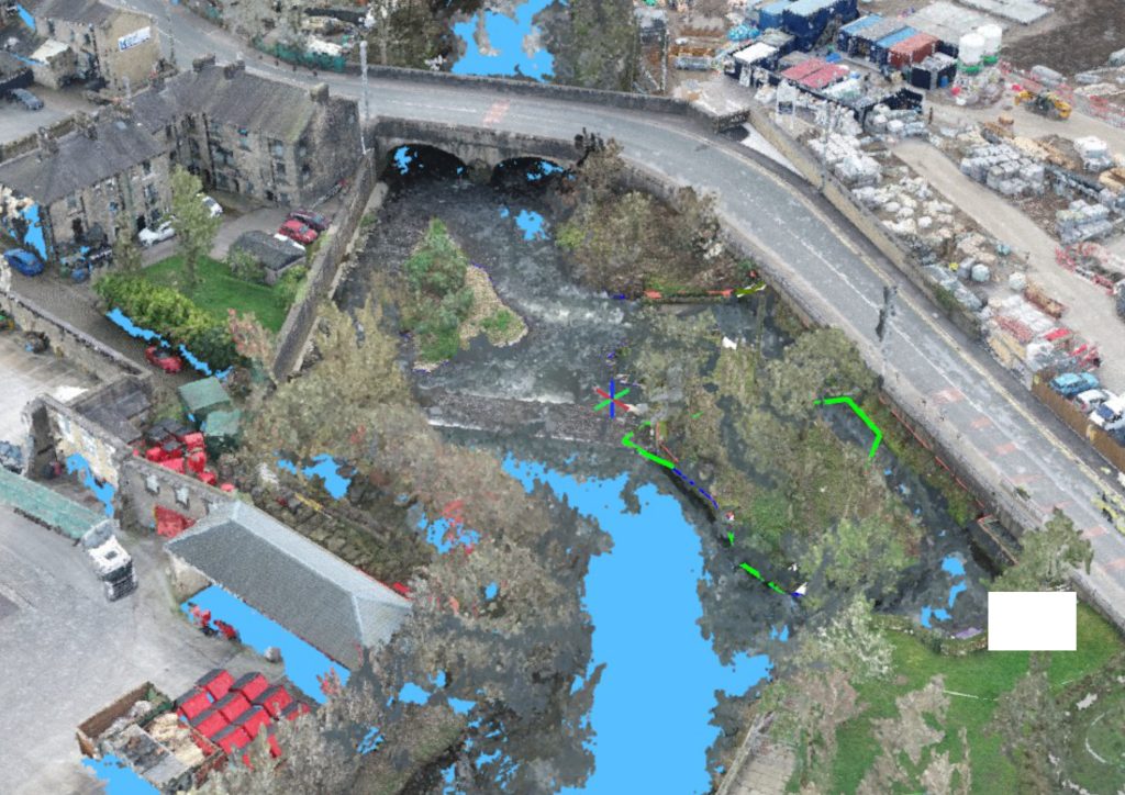 drone photogrammetry survey river bridge 3D point cloud aerial mapping for flood assessment and infrastructure inspection